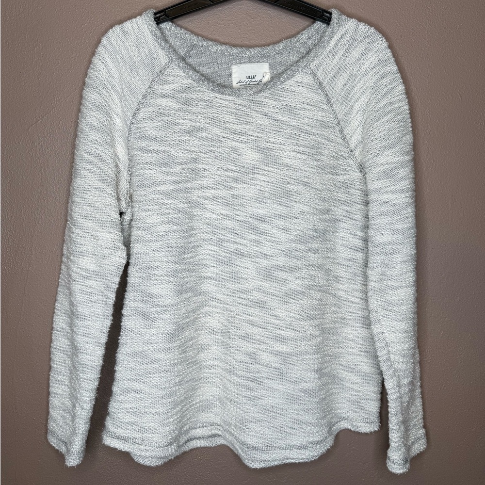 H&M L.O.G.G. Womens Gray & White Cotton Pullover Sweater Size Medium Cabincore - Picture 2 of 16